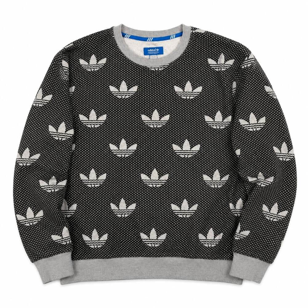 Adidas Originals All-Over Trefoil Print Crewneck Sweatshirt